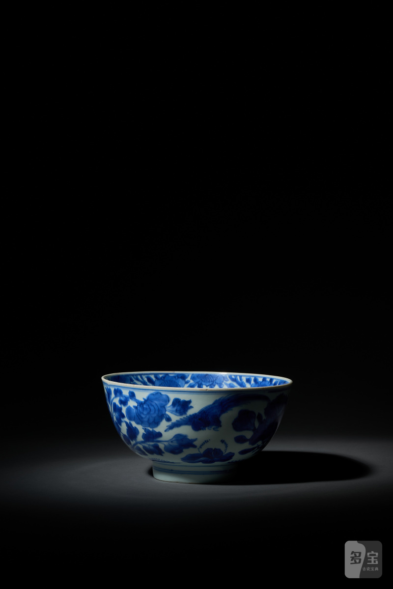 清康熙 青花锦鸡牡丹纹大碗 - 图4